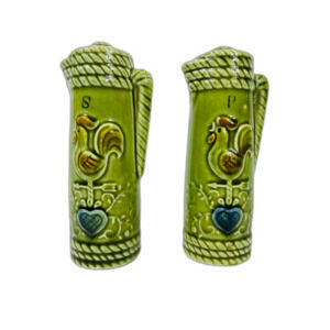 VTG Green Rooster Weather Vane Salt Pepper Shakers Japan Farmhouse 1970s
